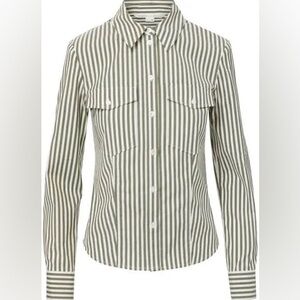 Veronica Beard NWT Barnette Army & White Striped Button Down Sz 2 SOLD OUT!